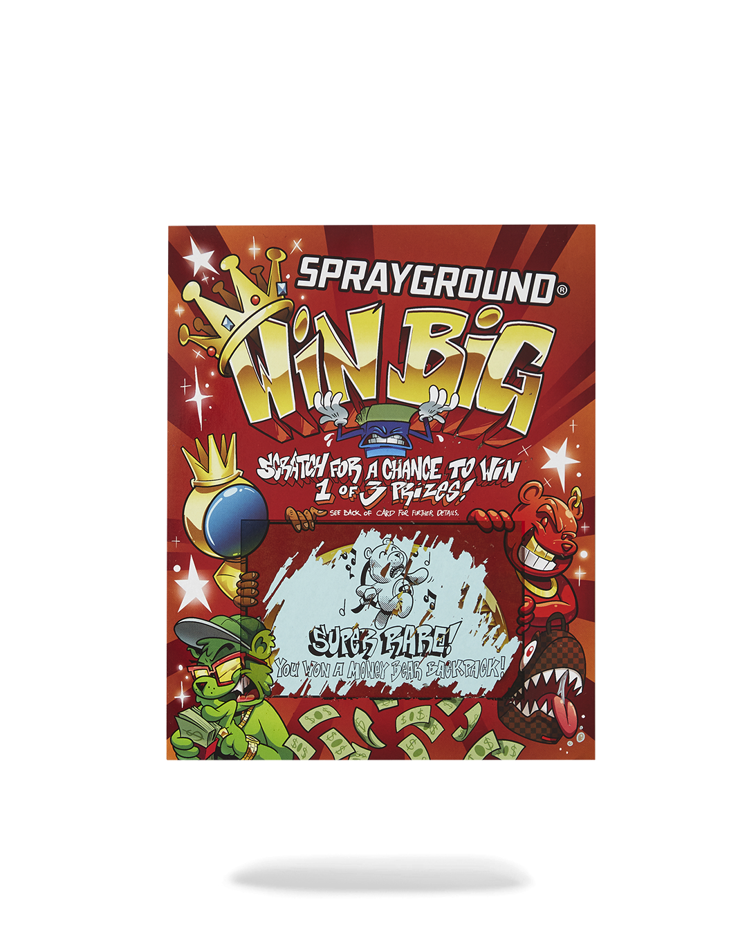 SCRATCH OFF PLAYING CARD - WIN A BACKPACK, MONEYBEAR OR LUGGAGE!